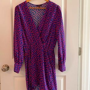 Blue and Pink Lauren Gold Silk Tunic Dress